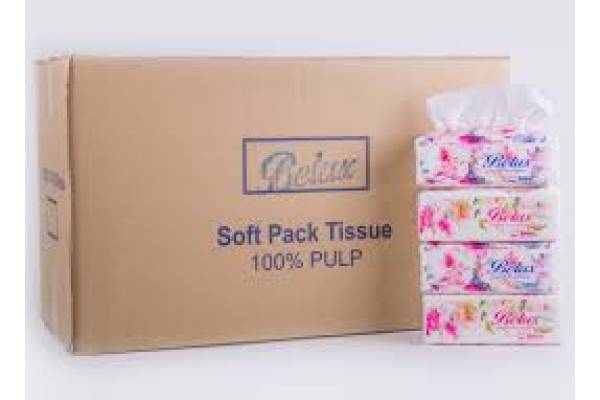 White Facial Tissue Soft Pack 3 PLY (130 Sheets x 4 Packs x 12 Bags)
